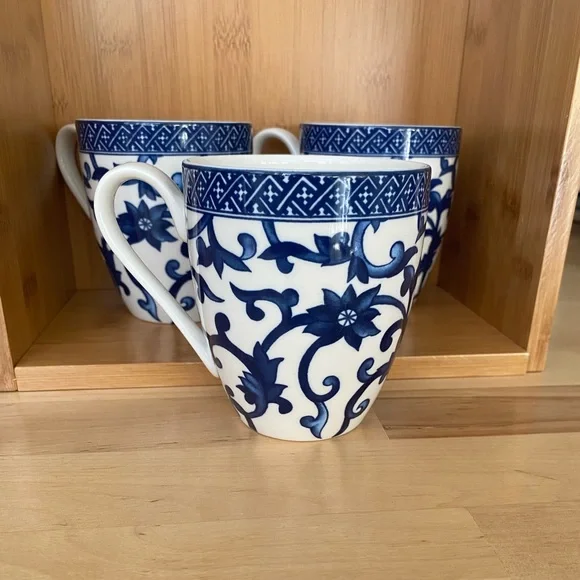 Ralph Lauren Mandarin Blue Bone China Coffee/Tea Cups Set of 3 - Picture 4 of 6